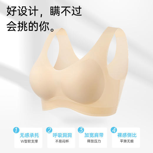 忆夏浅浅 舒适文胸(VIP)【轻薄无痕 凉感内衣】透气无钢圈粉底液隐形聚拢美背内衣 商品图2