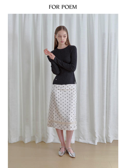 ForPoem 现货 25/FW原创设计100羊毛经典坑条针织打底针织上衣 商品图4