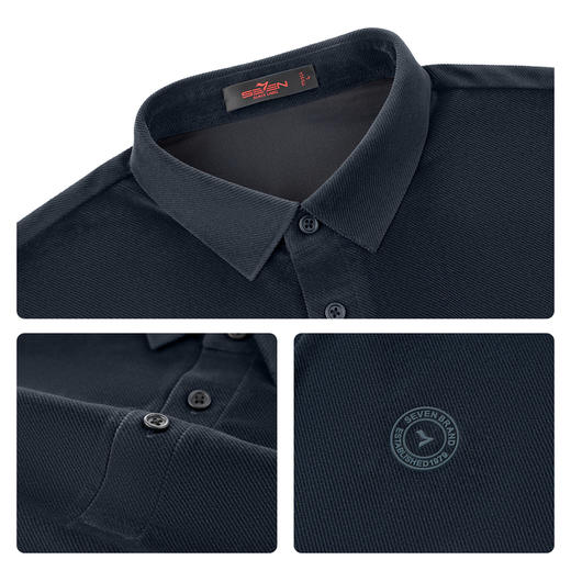 【无缝工艺】柒牌灯芯绒长袖POLO男装秋季时尚休闲翻领T恤套头衫129T70400 商品图3