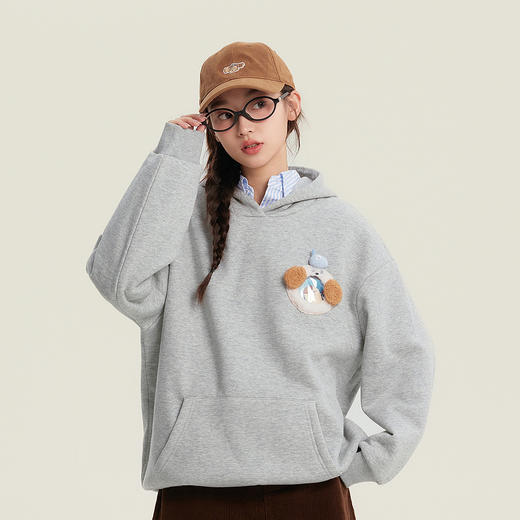 笛莎Deesha青少年女童卫衣2025冬季女童暖皮连帽卫衣 商品图1