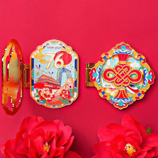 【2025年国庆阅兵主题冰箱贴】建国76周年中国地图天安门阅兵流沙冰箱贴开瓶器少先队 商品图2