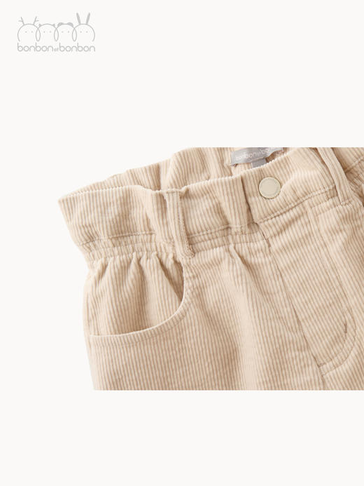 米白灯芯绒阔腿长裤 商品图3