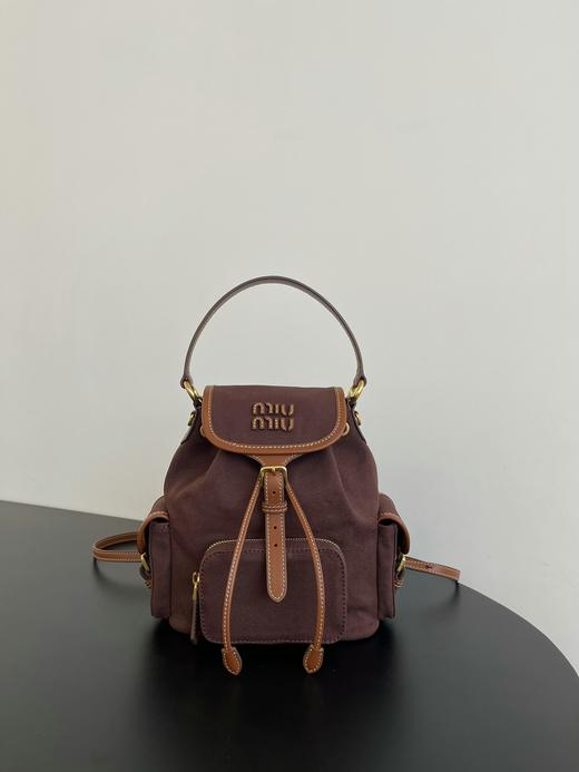 缪缪25ss春季爆火的帆布双肩包 石木楠色（PLD） 商品图0