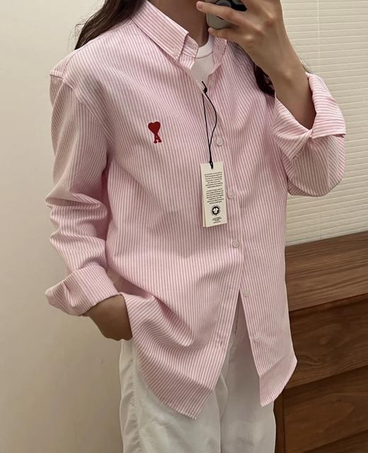 AMI男女同款经典款红色爱心条纹长袖衬衫(ZY*SS) 商品图1