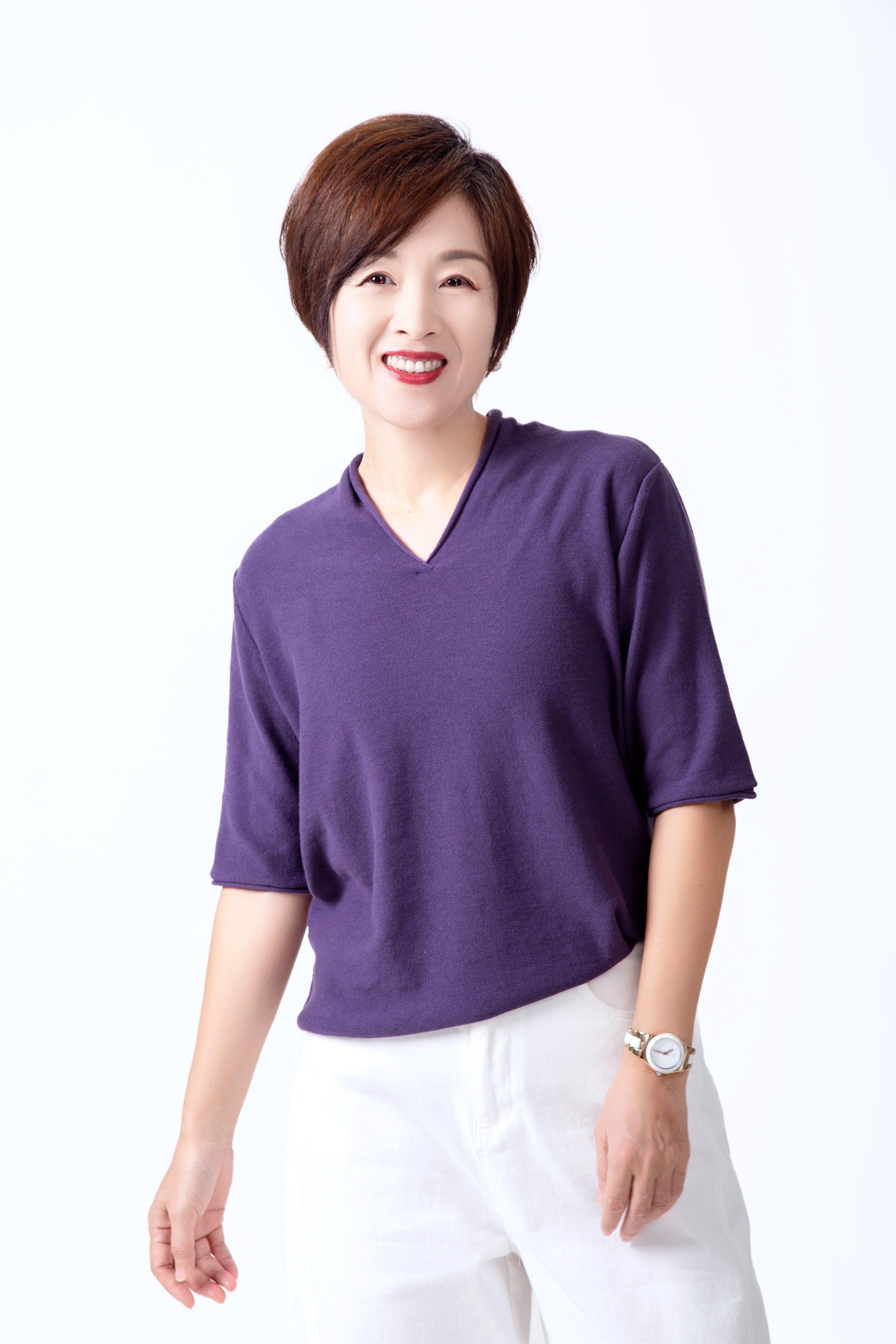 V领五分袖针织衫