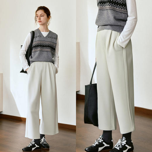 OLrain欧芮儿2025新款女秋季慵懒九分直筒休闲裤收褶松弛显瘦裤子 商品图2