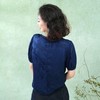西子/【佛头青】桑蚕丝花罗新中式气质泡泡袖木珠镂空上衣/SYBH210 商品缩略图3