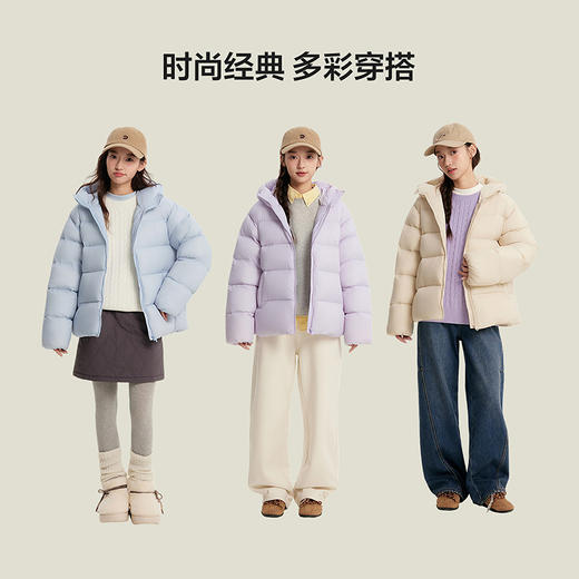 笛莎Deesha青少年女童羽绒服2025冬季女童短款云朵帽泡芙羽绒服 商品图3