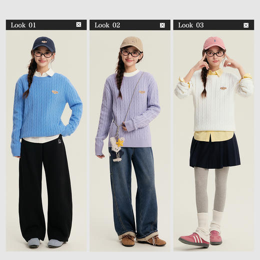 笛莎Deesha青少年女童毛衣2025冬季女童多彩刺绣小狗标毛衣 商品图2