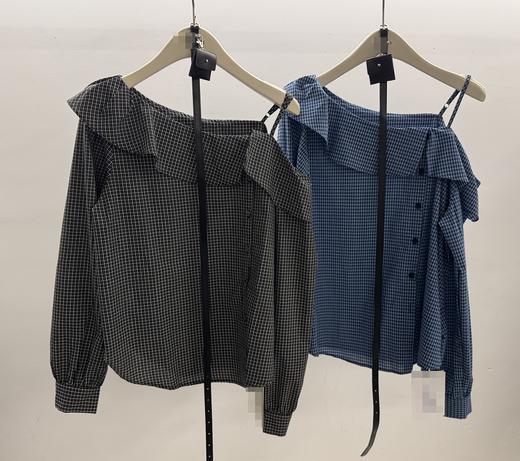 【门店同款】ENJOY秋季“浮光织影”露肩格子上衣 164900030 商品图2