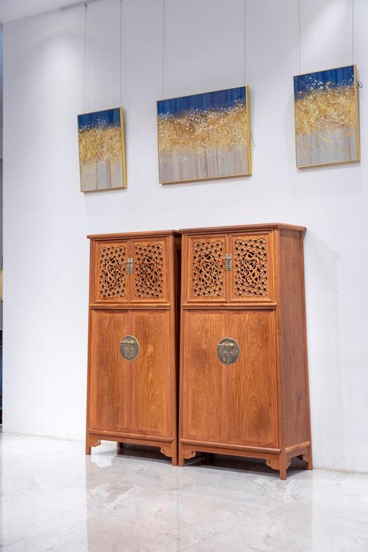 红桥红  家具严选  缅甸花梨（大果紫檀）  【182 透雕梅龙 圆角柜】 商品图1