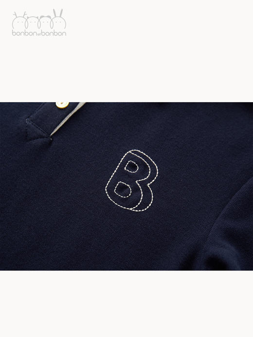 藏青撞色绣花polo衫 商品图2