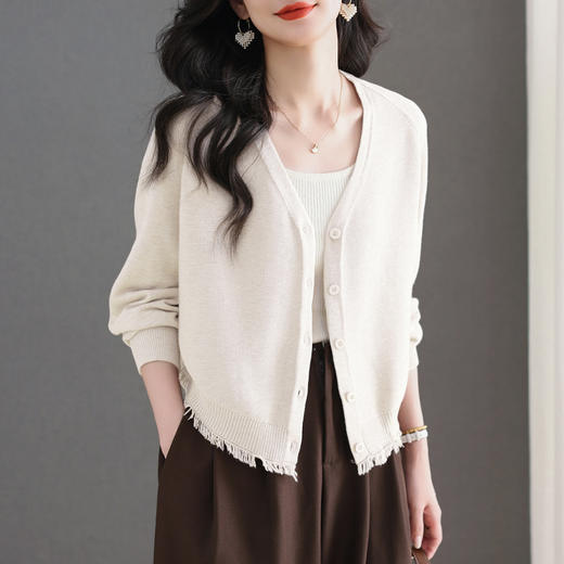 薄款流苏针织开衫，漂亮洋气减龄毛衣外套CC-11-9307 商品图1
