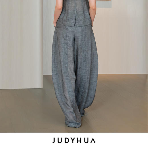 JUDYHUA J For Judy 莫兰迪灰夏季松弛感廓形长裤 商品图1