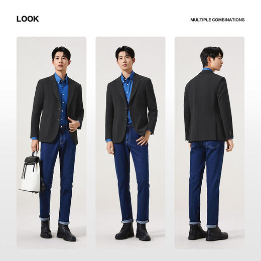 【含羊毛】柒牌男装2025秋季平驳领针织肌理中青年休闲西服外套129C70190 商品图2