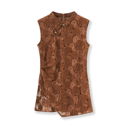 「高货wl」全新升级【铂金会员293/天猫389/差价96】(04029)洛诗琳2025秋季新中式复古立领盘扣提花雪尼尔蕾丝马甲 商品图4