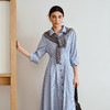OLrain欧芮儿2025新款女秋季通勤蓝色条纹收腰衬衫连衣裙显示长裙 商品缩略图0