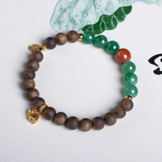 xy0558沉香+南红非洲翠手串 商品图2