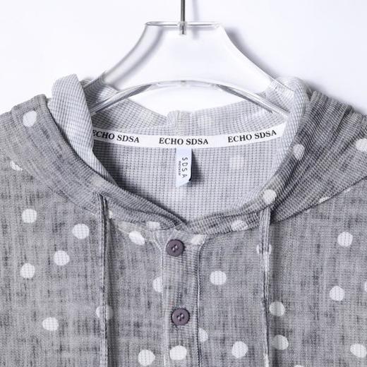 T4625SDSA男士秋冬新款轻奢痞帅男装撞色波点印花半纽扣连帽长袖T恤潮 商品图2