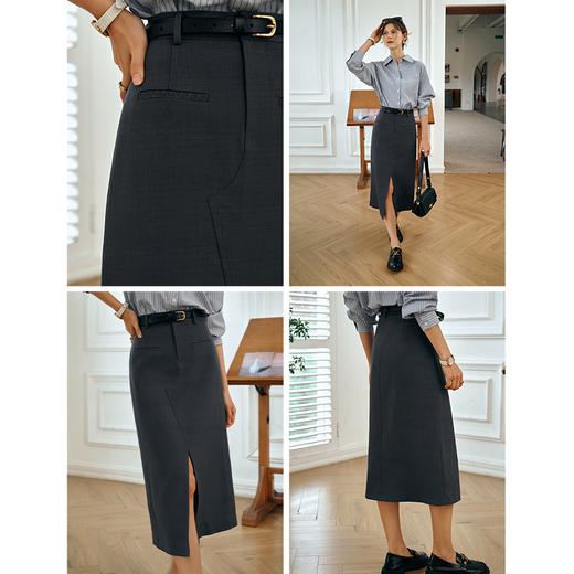 OLrain欧芮儿灰色半身裙女秋季2025年新款小个子气质百搭显瘦半裙 商品图1