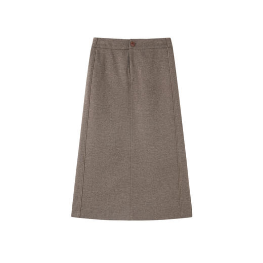 谜底半裙女2025秋季新品A型羊毛混纺醋酸后腰橡筋中长裙253MB1037 商品图4