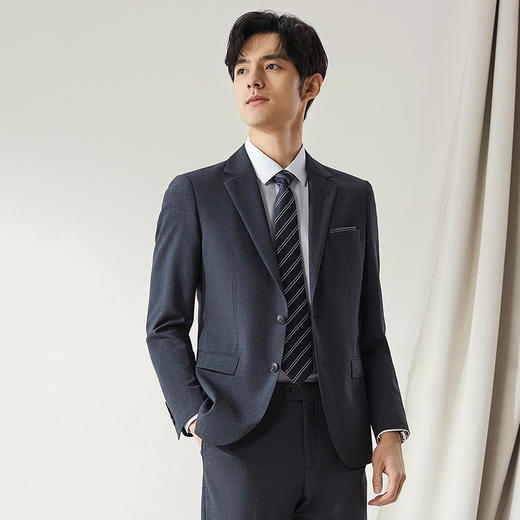 【婚礼季/WoolMark】柒牌西装男套装2025秋冬新款商务正装含羊毛三防西服	127C71180 商品图4