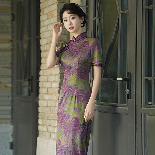 老上海国风中式长款改良旗袍60880 商品图3