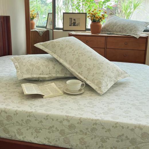 【觅瑾素雅文艺 A类亚麻混纺床笠】“会呼吸”的天然面料！A类母婴级 9种花色可选 一抹即平翻身不移位 商品图1