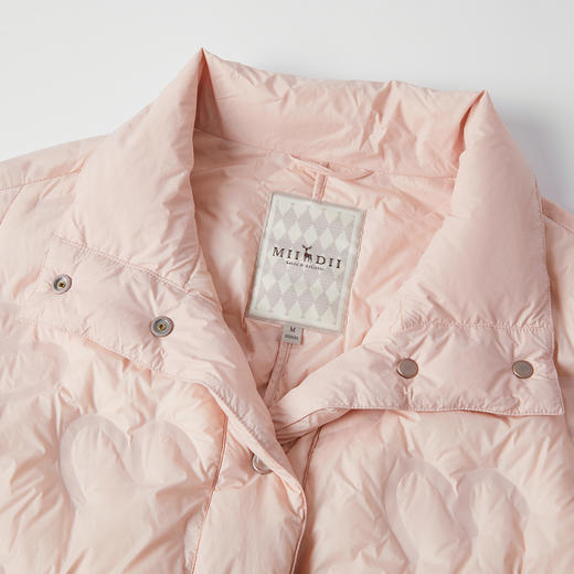 谜底羽绒服女2025秋季新品H型灰粉色调M字压印轻盈时髦253MY1046 商品图3