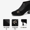【静音系列】千百度羊皮弹力袜靴女秋冬新款粗高跟时装靴踝靴A25587007 商品缩略图3