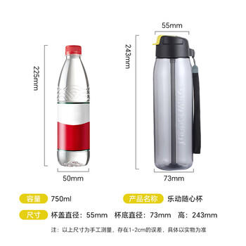 特百惠（Tupperware）乐动750ml男女士学生大容量泡茶杯运动塑料水杯子带吸管 火艳红 商品图1