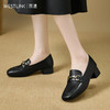 西遇粗跟乐福鞋女新款秋季复古金扣方头通勤单鞋中跟小皮鞋V1857106 商品缩略图3