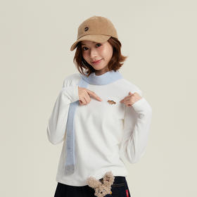 笛莎Deesha青少年女童T恤2025冬季女童小狗刺绣小高领打底衫