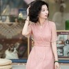西子/【温柔乡】重磅桑蚕丝金葱顺纡荷叶领V领立体褶皱收腰显瘦珊瑚粉连衣裙/CQTJ253 商品缩略图9