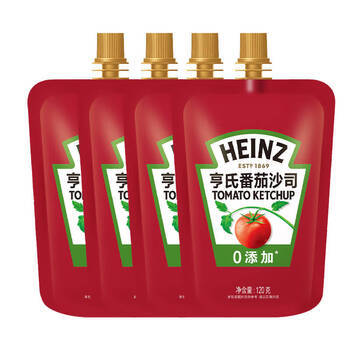 亨氏(Heinz) 番茄酱 番茄沙司120g*4袋[0添加防腐剂/色素*]意面薯条酱 商品图3