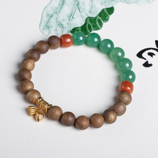 xy0556沉香+南红非洲翠手串 商品图2