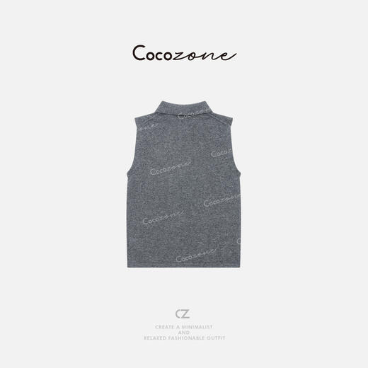 COCO ZONE 刘一一 "老钱风”松弛感无袖翻领毛织背心CD1A1043 商品图1