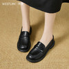西遇平底乐福鞋女新款秋季法式简约一脚蹬低跟单鞋黑色小皮鞋V1857104 商品缩略图1