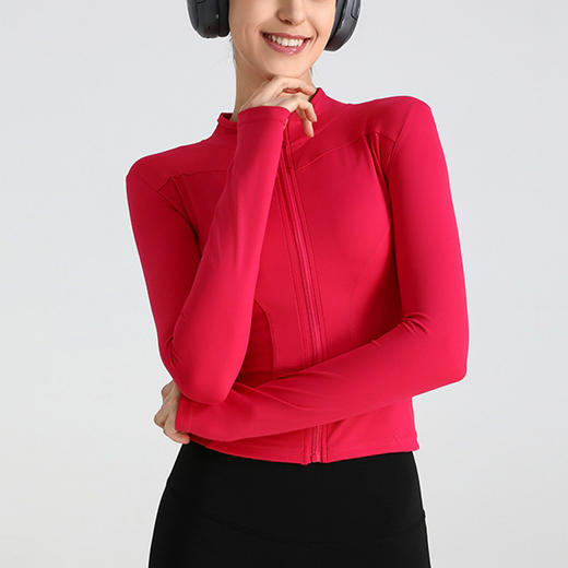 【139元任选2件】跃牌 “晨”系列 新款拉链长袖瑜伽外套速干显瘦瑜伽服女跑步健身运动上衣JLWT（活动产品，收货7天内支持退换） 商品图4