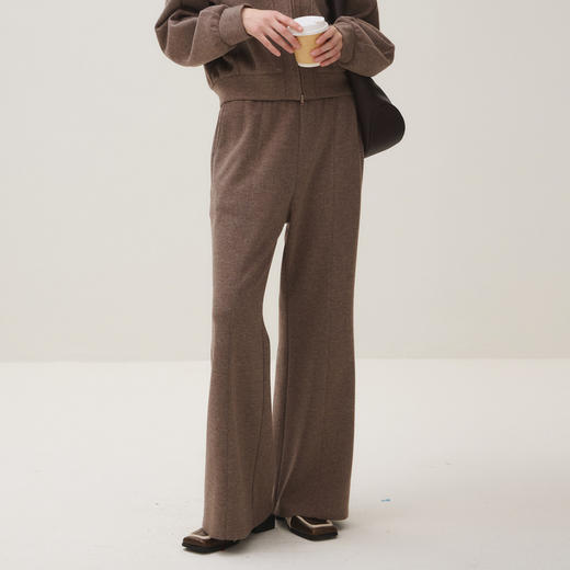 谜底休闲裤长裤女2025秋新品百搭松紧腰显瘦显高喇叭裤253MK1180 商品图0