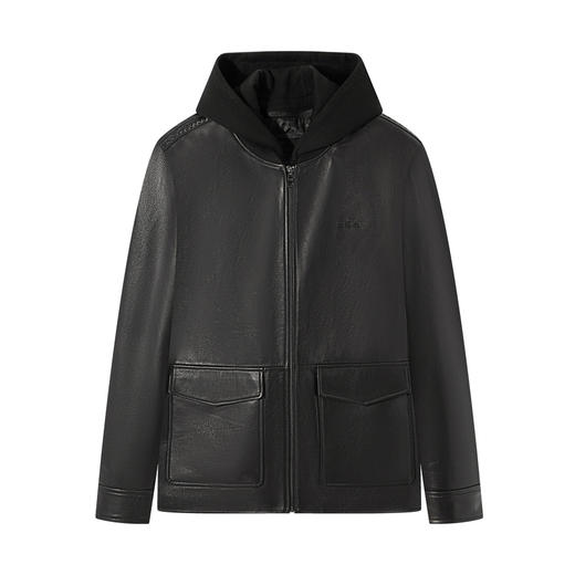 【绵羊皮】柒牌皮衣2025秋冬新款可拆卸针织连帽百搭商务休闲外套129J70530 商品图4