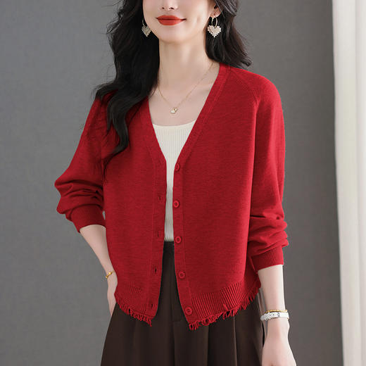 薄款流苏针织开衫，漂亮洋气减龄毛衣外套CC-11-9307 商品图3