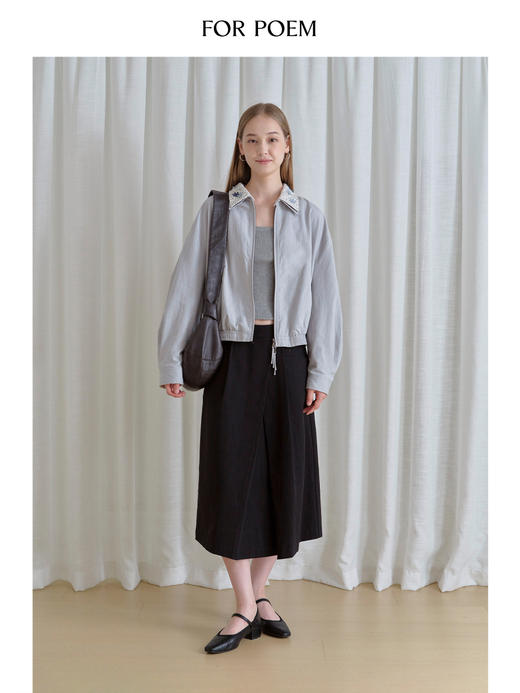 ForPoem 现货 25/FW原创设计中长款棉感结构翻折版型伞裙半身裙 商品图3