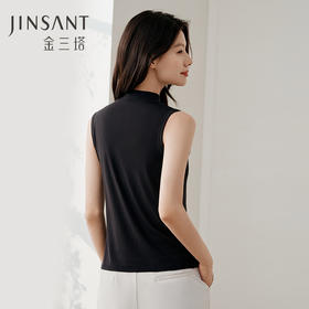 金三塔桑蚕丝莫代尔打底衫女舒适内搭可外穿无袖立领背心秋冬新品 NZFFD720