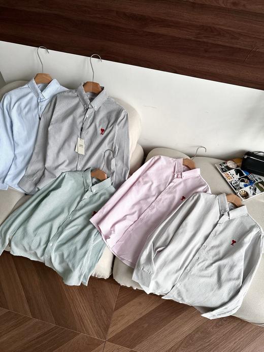 AMI男女同款经典款红色爱心条纹长袖衬衫(ZY*SS) 商品图6