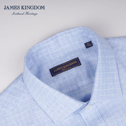 【商务云染100%棉】占姆士男士春秋季100%纯棉云染工艺合体版抗皱长袖衬衫 商品图1