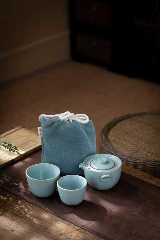 汝山明汝窑樱花快客杯 便携可收纳旅行茶具户外 一壶两杯懒人外出泡茶壶 商品图4