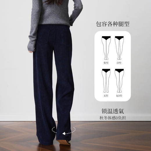OLrain欧芮儿灯芯绒微弹休闲直筒长裤女秋季2025新款垂感显瘦裤子 商品图1
