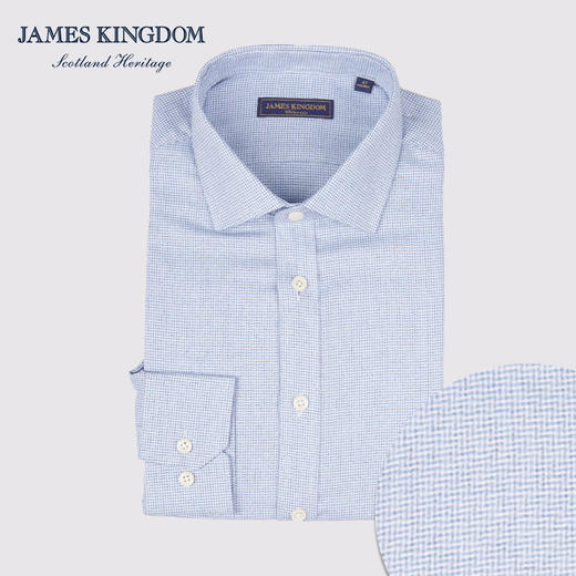 【商务云染100%棉】占姆士男士春秋季100%纯棉云染工艺合体版抗皱长袖衬衫 商品图9