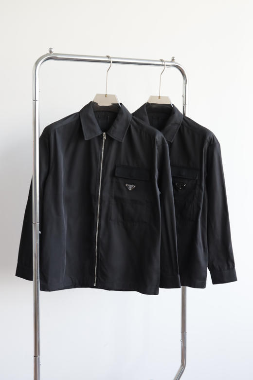 P.R.D 黑色标志徽标 拉链翻领薄款长袖夹克 WT867 商品图3